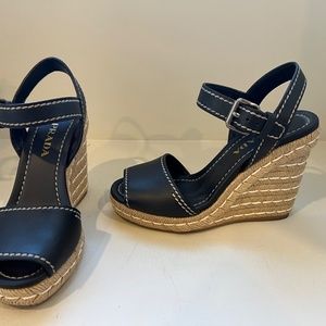 Prada wedges, black, size 7